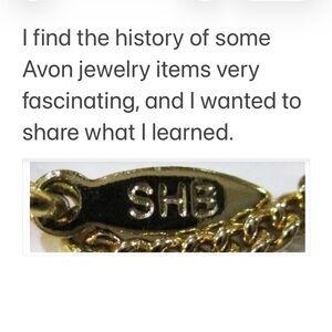 Information about Avon jewelry items stamped with SHB. Fascinating article!